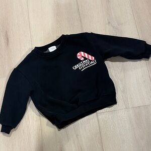 Zara Black Christmas Sweatshirt 2-3T